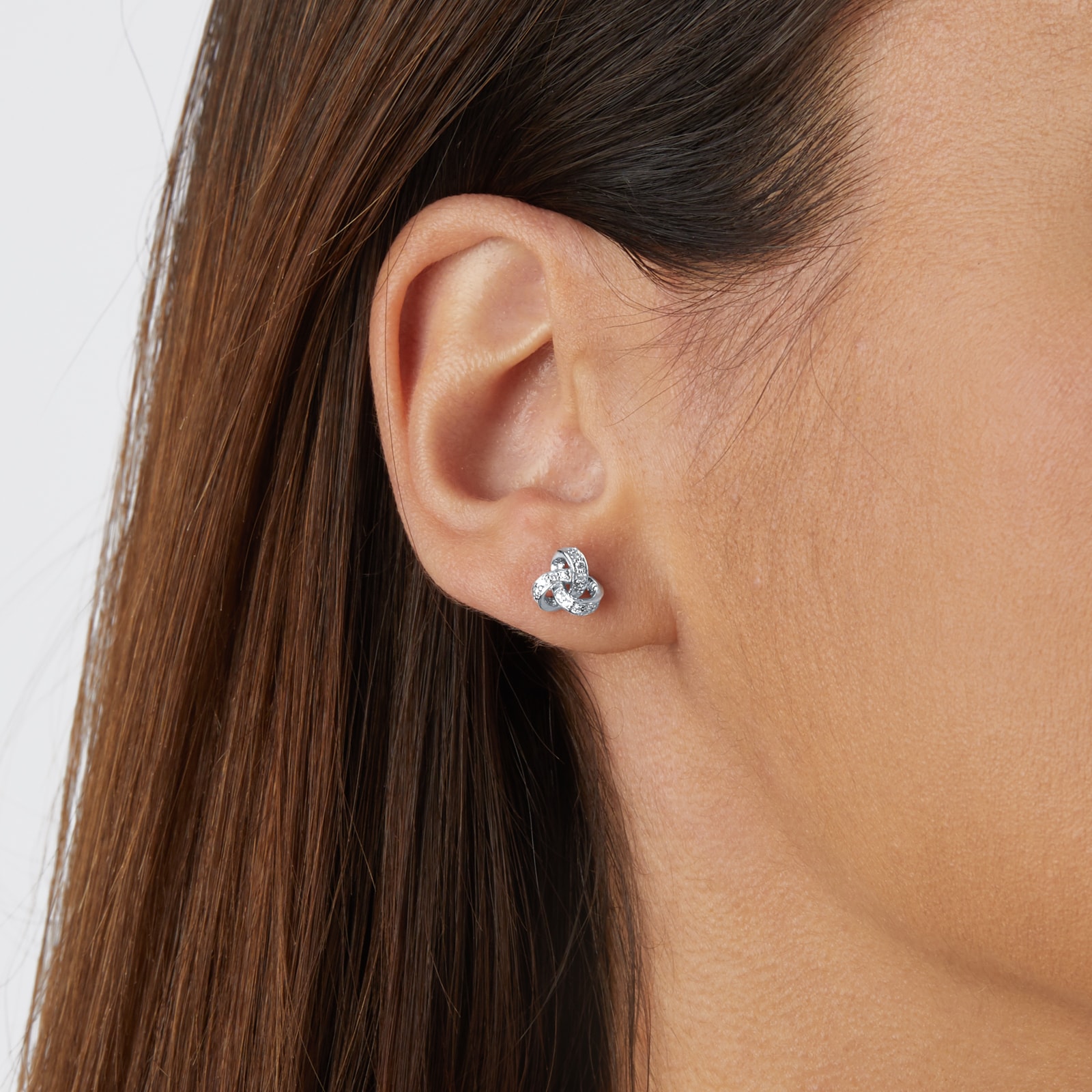 Goldsmiths 9ct White Gold 0.15ct Diamond Knot Stud Earrings Goldsmiths 9ct White Gold 0.15ct Diamond Knot Stud Earrings