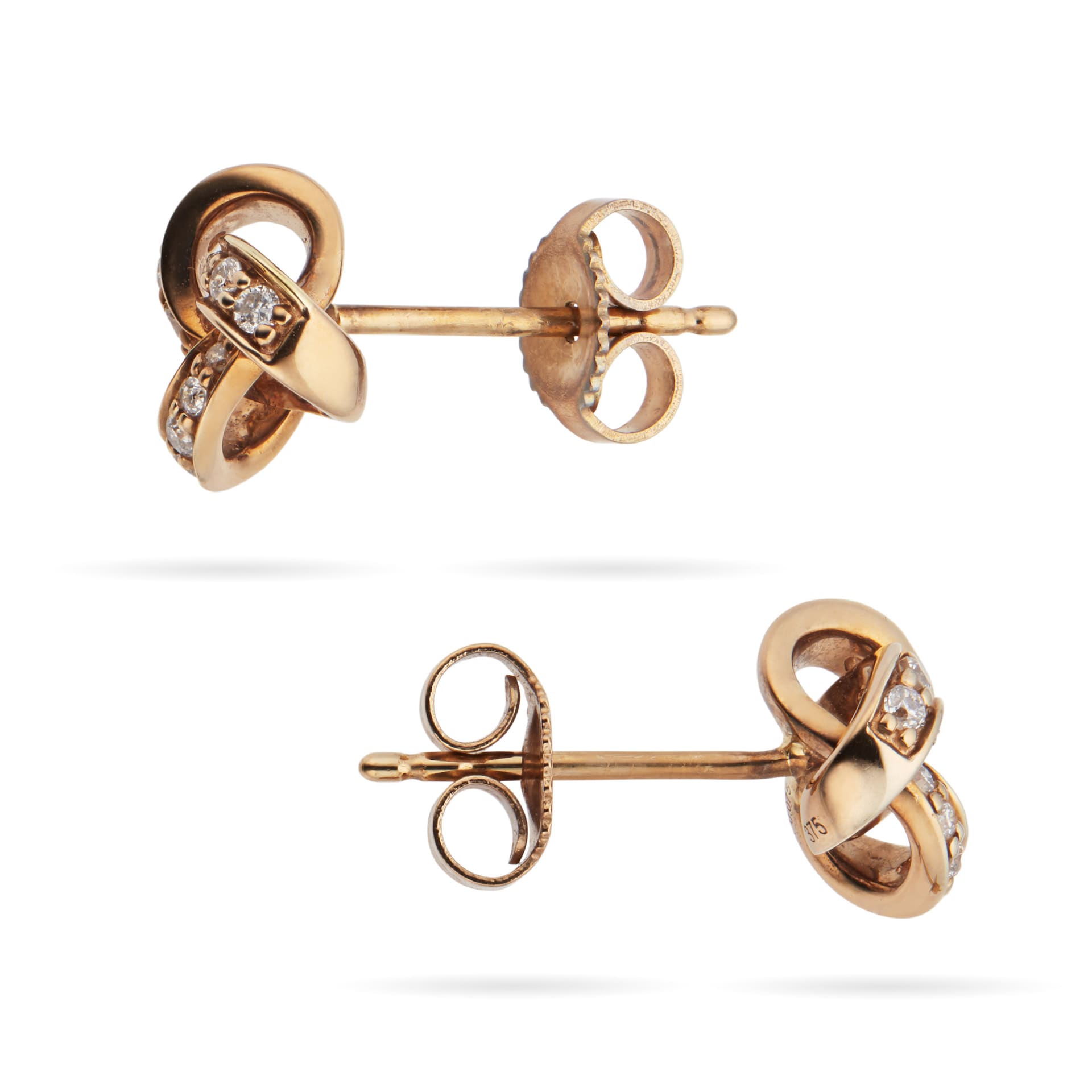 Goldsmiths 9ct Yellow Gold 0.15ct Diamond Knot Stud Earrings