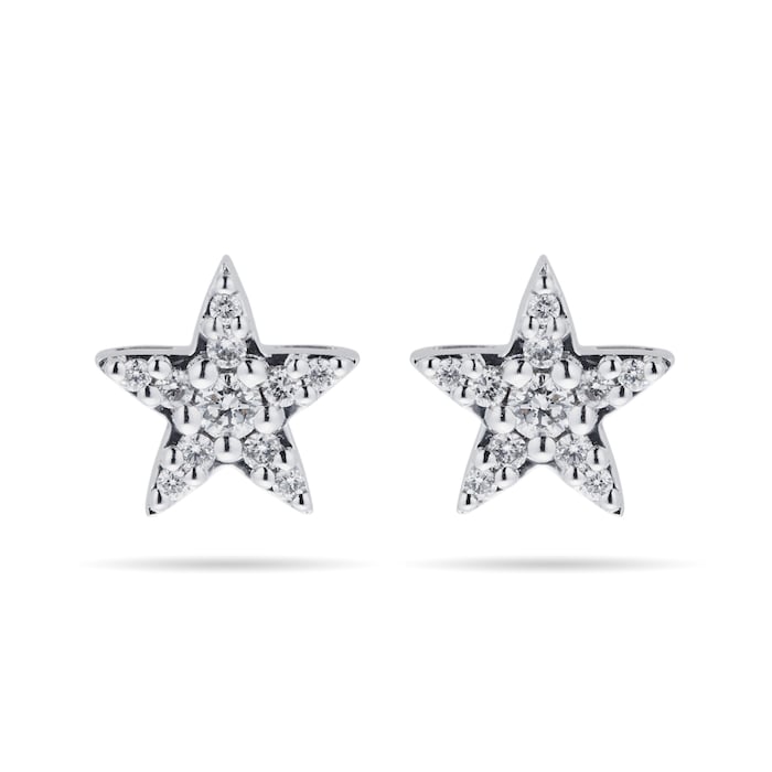 Goldsmiths 9ct White Gold 0.15ct Diamond Star Stud Earrings