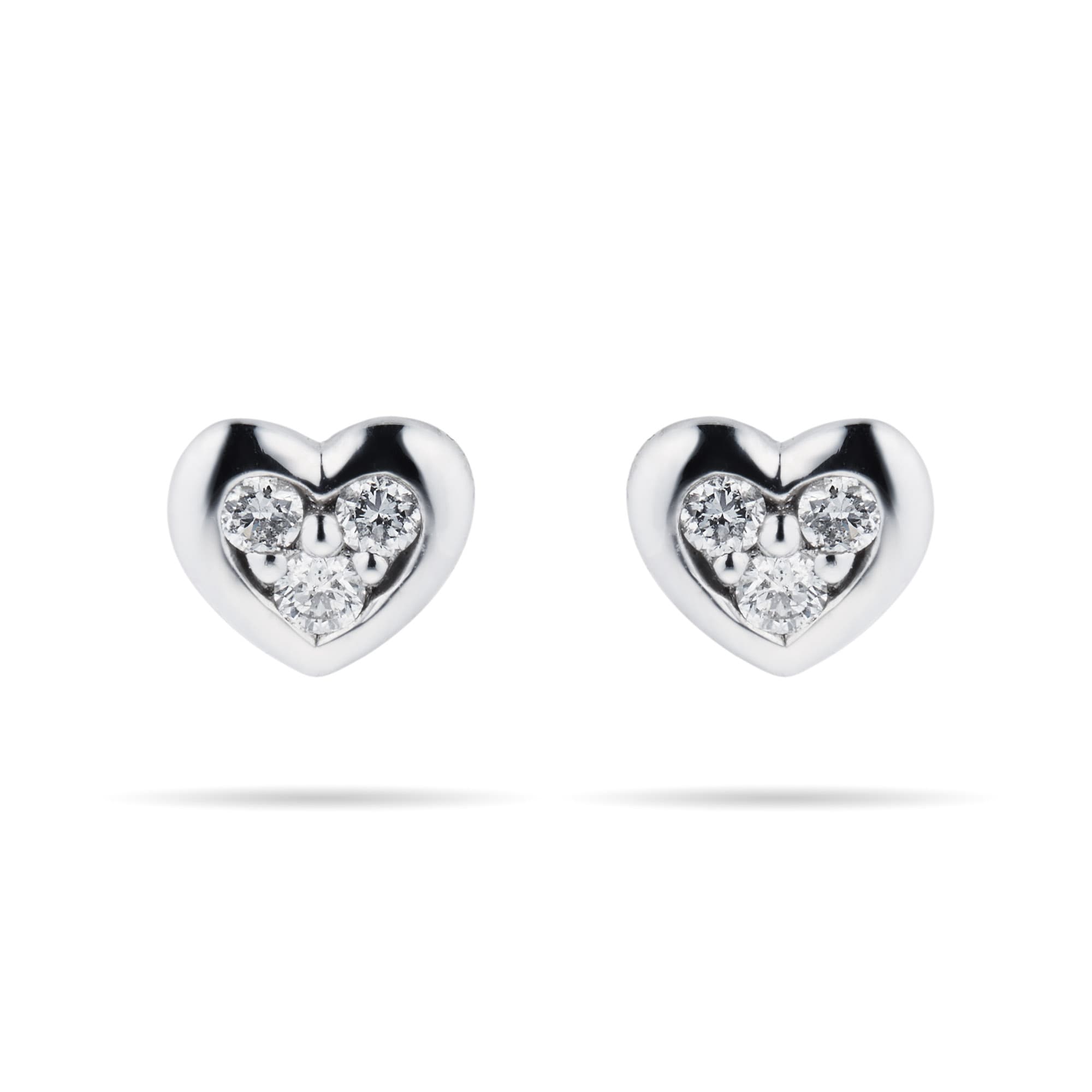 9ct White Gold Diamond Set Heart Stud Earrings
