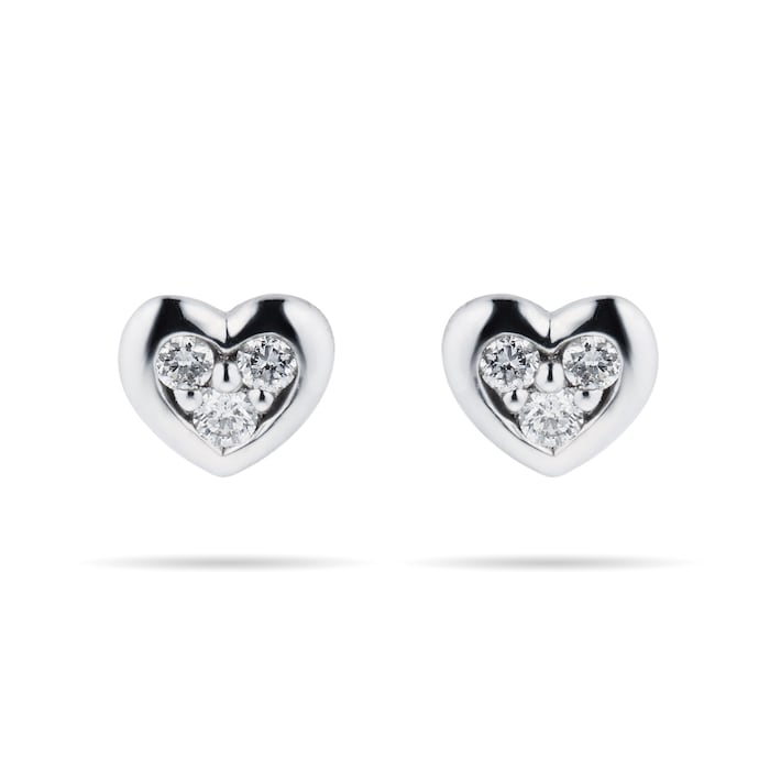 Goldsmiths 9ct White Gold Diamond Set Heart Stud Earrings