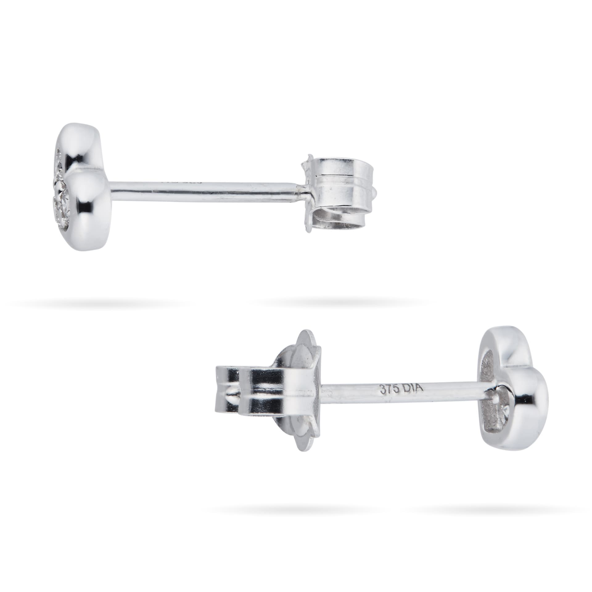 Goldsmiths 9ct White Gold Diamond Set Heart Stud Earrings