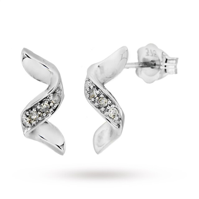 Goldsmiths 9ct White Gold Diamond Twist Stud Earrings