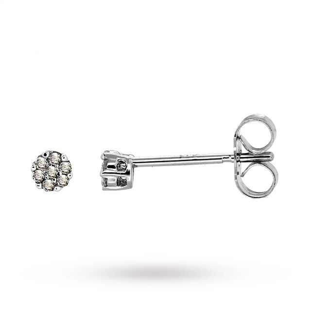 Goldsmiths 9ct White Gold Diamond Cluster Stud Earrings