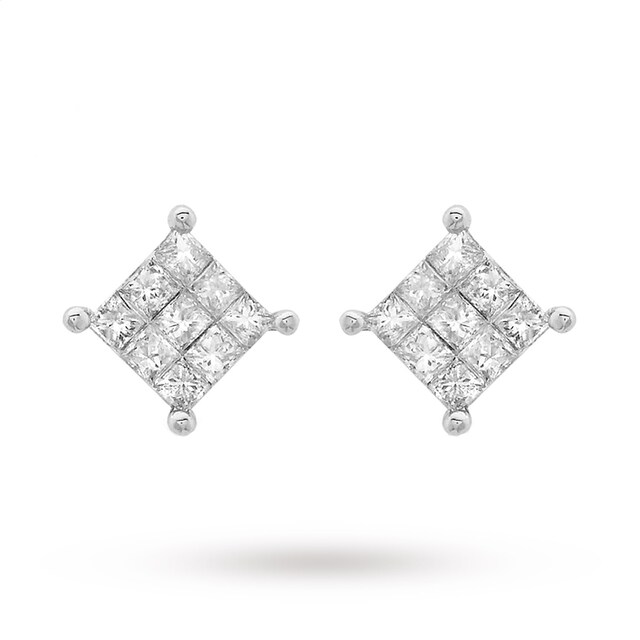 Goldsmiths 9ct White Gold Diamond Set Stud Earrings