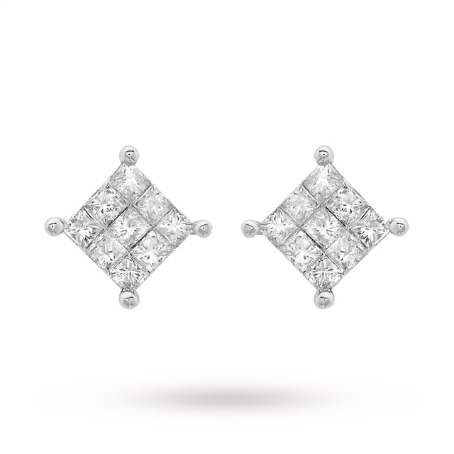 Goldsmiths 9ct White Gold Diamond Set Stud Earrings