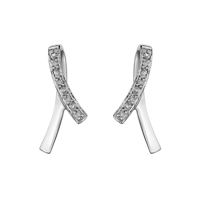 Goldsmiths 9ct White Gold Diamond Drop Earrings