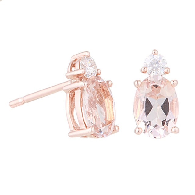 Goldsmiths 9ct Rose Gold Morganite Oval Studs