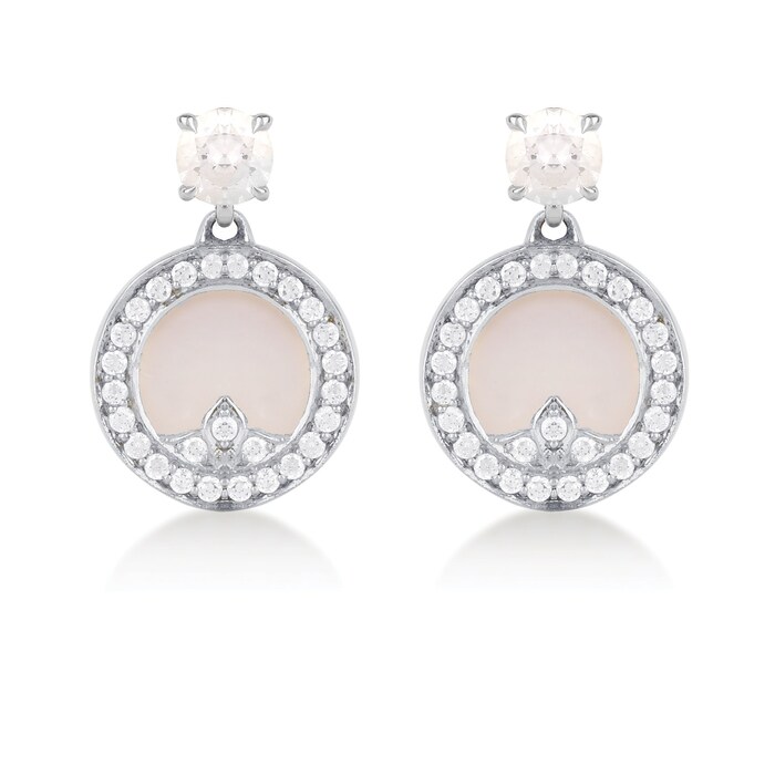 Mappin & Webb Treasure Empress 18ct White Gold Mother of Pearl and 0.62cttw Diamond Drop Earrings