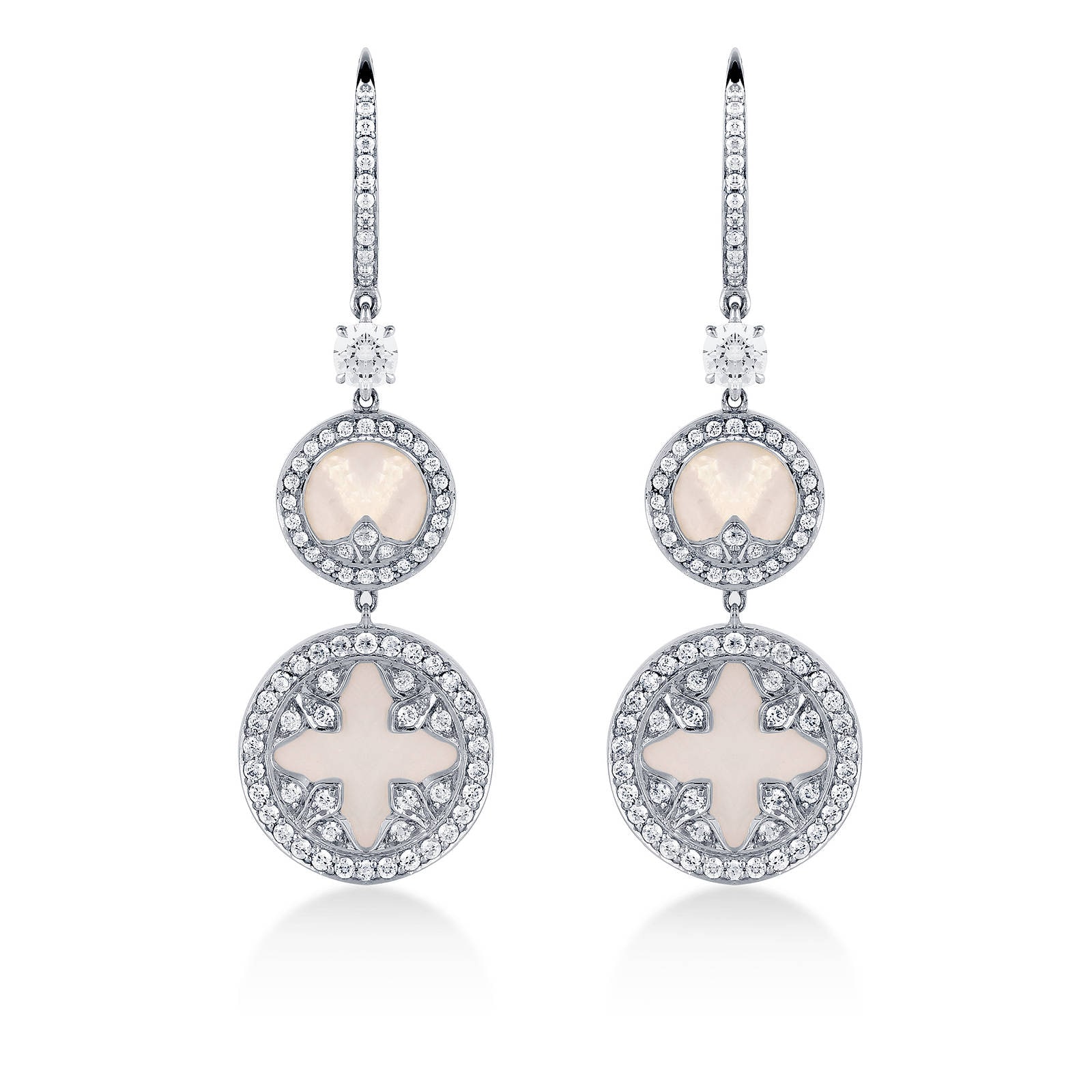 Mappin & Webb Treasure Empress 18ct White Gold Mother of Pearl and 1.41cttw Diamond Carriage Earrings Mappin & Webb Treasure Empress 18ct White Gold Mother of Pearl and 1.41cttw Diamond Carriage Earrings