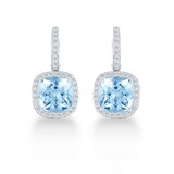 Mappin & Webb Carrington 18ct White Gold 6.50cttw Blue Topaz and 0.60cttw Diamond Drop Earrings