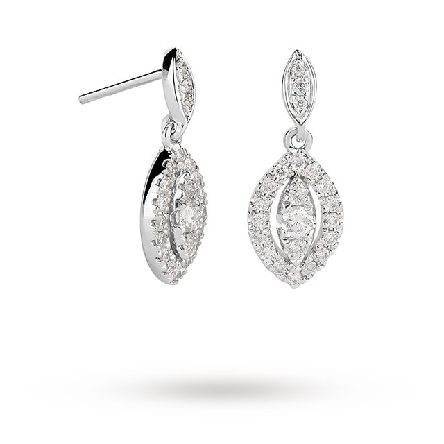 Goldsmiths 18ct White Gold 0.33ct Diamond Marquise Drop Earrings