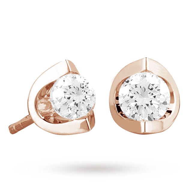 Goldsmiths 18ct Rose Gold 0.40ct Tension Set Diamond Earrings