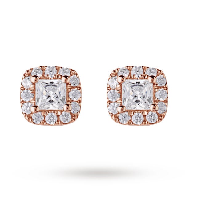 Goldsmiths 9ct Rose Gold 0.30ct Princess Cut Diamond Stud Earrings