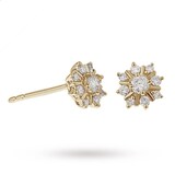 Goldsmiths 9ct Yellow Gold 0.25ct Snowflake Stud Earrings