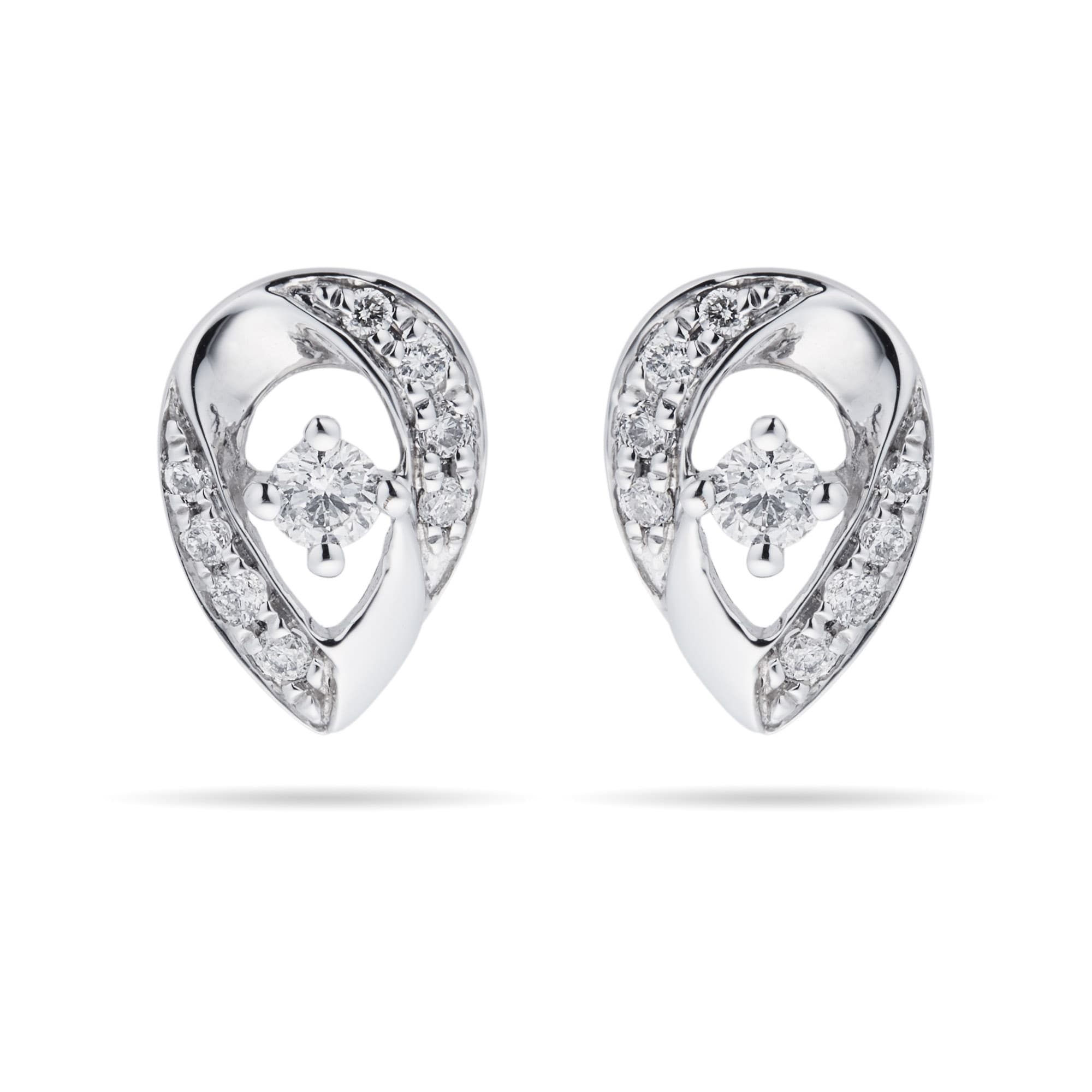 9ct White Gold 0.15ct Diamond Pear Stud Earrings