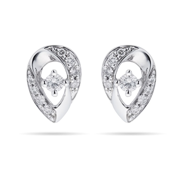 Goldsmiths 9ct White Gold 0.15ct Diamond Pear Stud Earrings