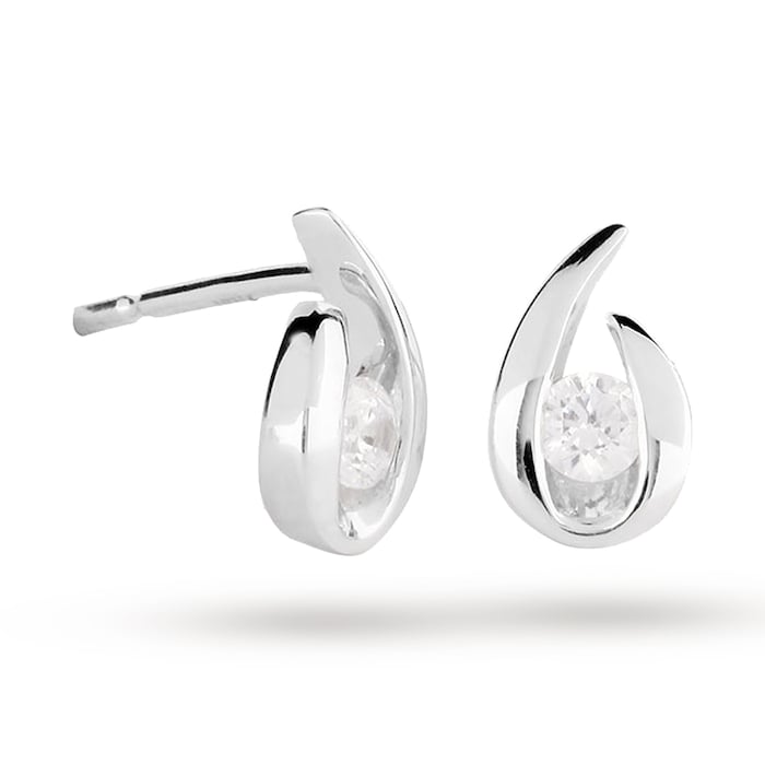 Goldsmiths 9ct White Gold 0.15ct Diamond Swoop Stud Earrings