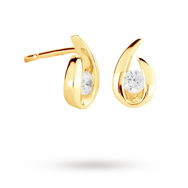 Goldsmiths 9ct Yellow Gold 0.15ct Diamond Swoop Stud Earrings