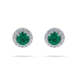 Mappin & Webb Carrington 18ct White Gold 4.34mm Emerald and 0.15cttw Diamond Studs