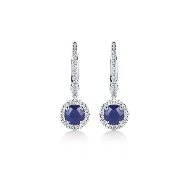 Mappin & Webb Carrington 18ct White Gold 5mm Sapphire and 0.30cttw Diamond Drops
