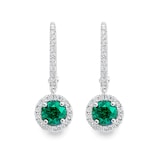 Mappin & Webb Carrington 18ct White Gold 5mm Emerald and 0.30cttw Diamond Drops