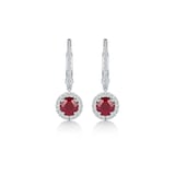 Mappin & Webb Carrington 18ct White Gold 5mm Ruby and 0.30cttw Diamond Drops