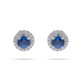 Mappin & Webb Carrington 18ct White Gold 4.34mm Sapphire and 0.15cttw Diamond Studs