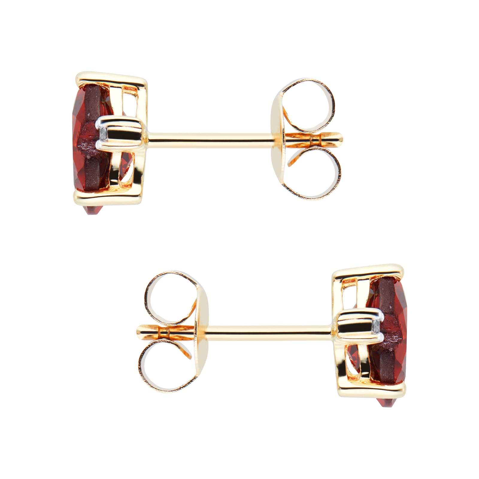 Goldsmiths 9ct Yellow Gold Heart Garnet And Diamond Stud Earrings Goldsmiths 9ct Yellow Gold Heart Garnet And Diamond Stud Earrings