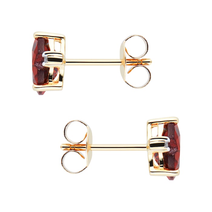 Goldsmiths 9ct Yellow Gold Heart Garnet And Diamond Stud Earrings