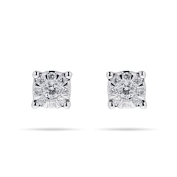 12152676 - 9ct White Gold 0.15 Carat Total Weight Diamond Multi Stone Stud Earrings