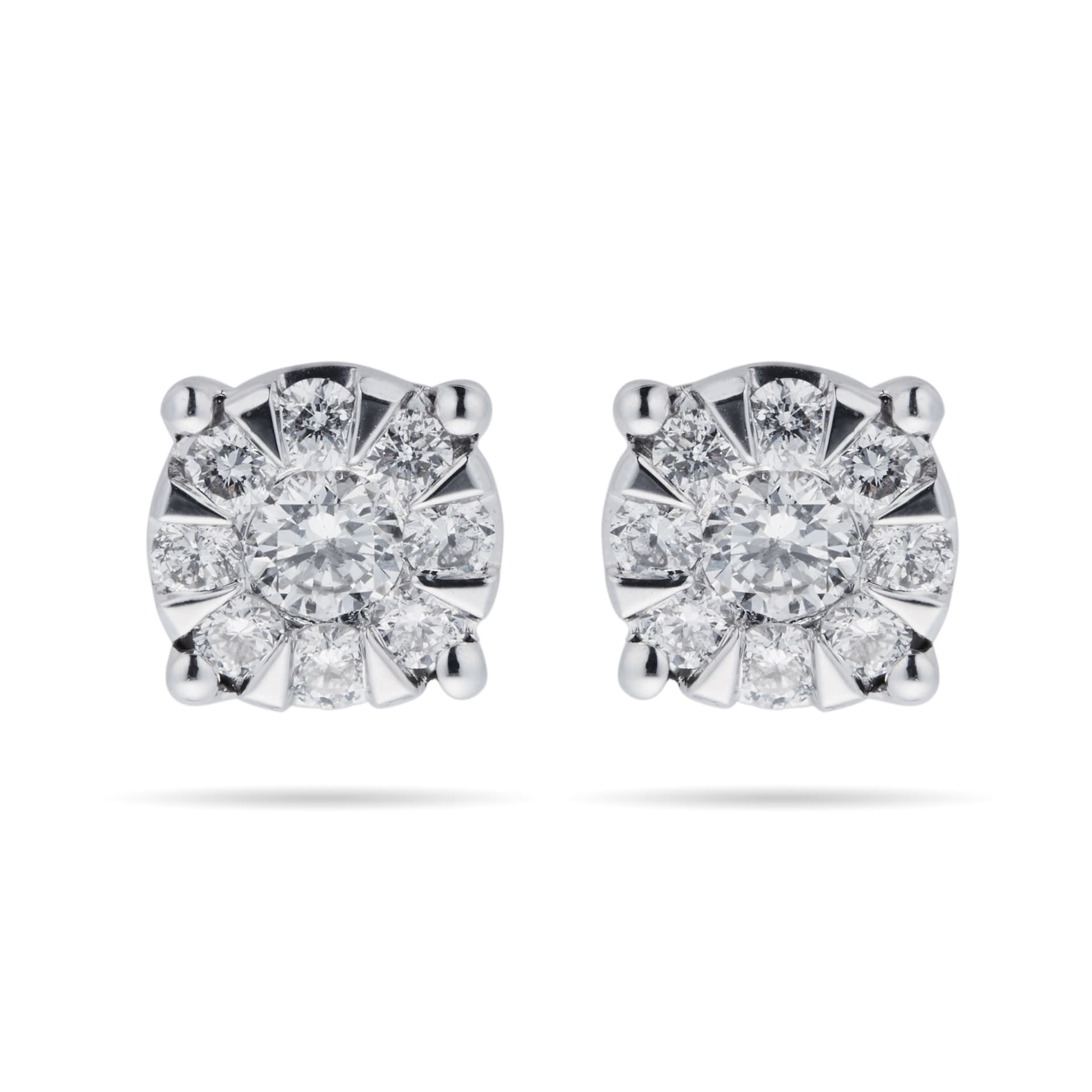 Goldsmiths 9ct White Gold 0.50 Carat Total Weight Diamond Multi Stone Stud Earrings