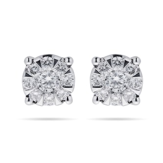 Goldsmiths 9ct White Gold 0.50 Carat Total Weight Diamond Multi Stone Stud Earrings Goldsmiths 9ct White Gold 0.50 Carat Total Weight Diamond Multi Stone Stud Earrings