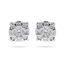 12152677 - 9ct White Gold 0.50 Carat Total Weight Diamond Multi Stone Stud Earrings