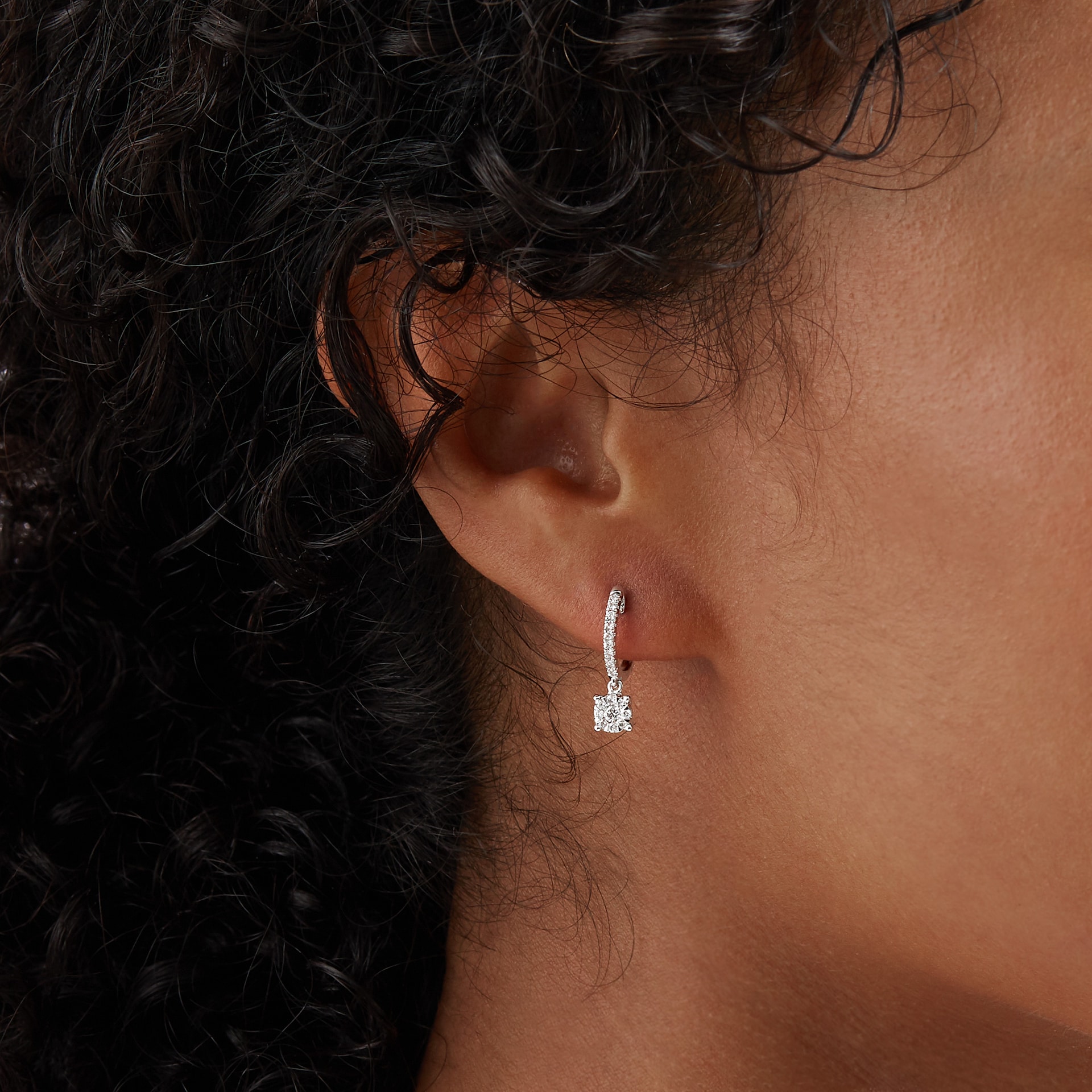 Goldsmiths 9ct White Gold 0.30ct Diamond Multi Stone Drop Earrings Goldsmiths 9ct White Gold 0.30ct Diamond Multi Stone Drop Earrings