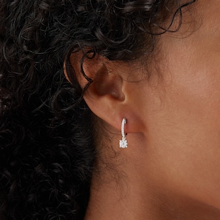 Goldsmiths 9ct White Gold 0.30ct Diamond Multi Stone Drop Earrings
