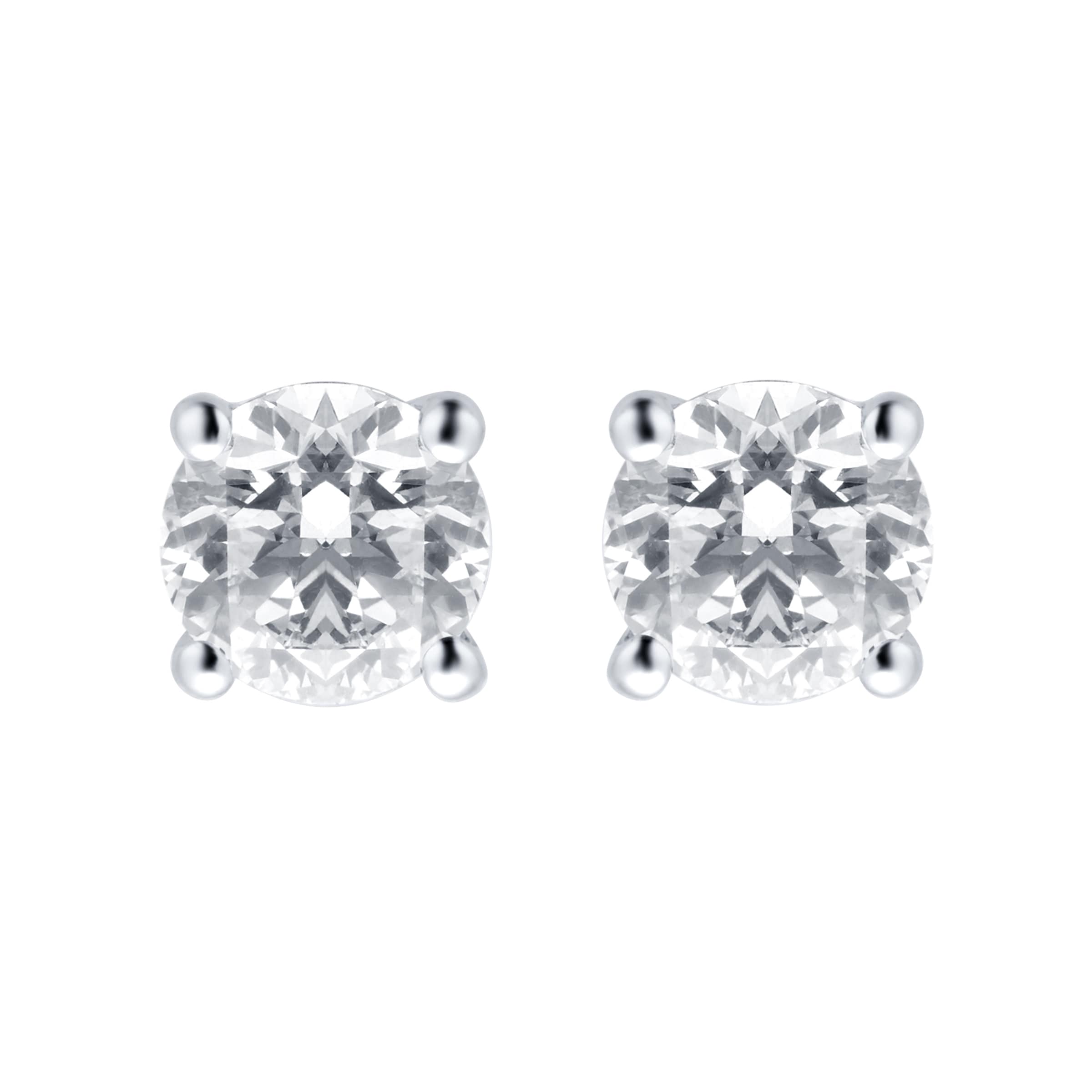 9ct White Gold 0.50ct Brilliant Cut Stud Earrings
