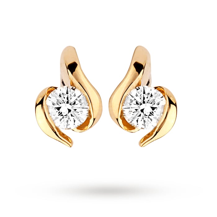 Goldsmiths 9ct Yellow Gold 0.15ct Wrapped In Love Diamond Earrings