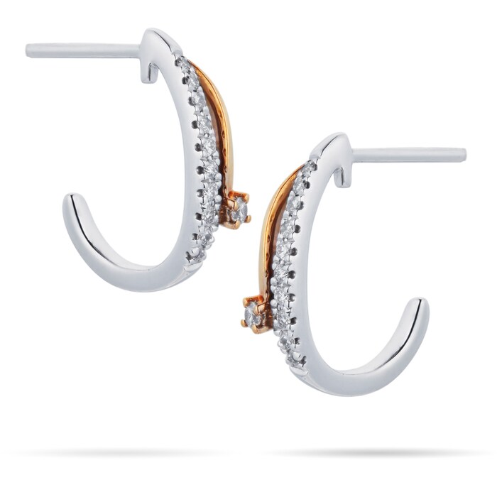 Goldsmiths 9ct Yellow and White Gold 0.10 Carat Total Weight Diamond Earrings