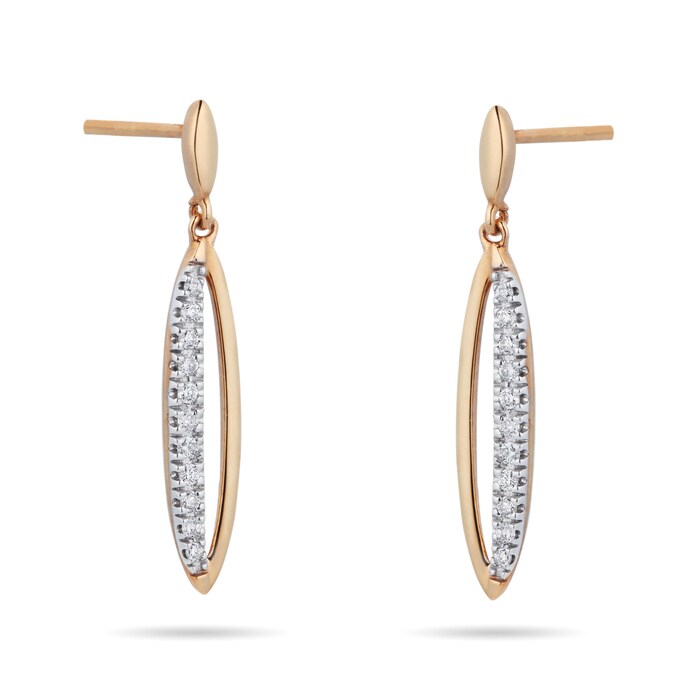 Goldsmiths 9ct Yellow Gold 0.12 Carat Total Weight Diamond Marquise Drop Earrings