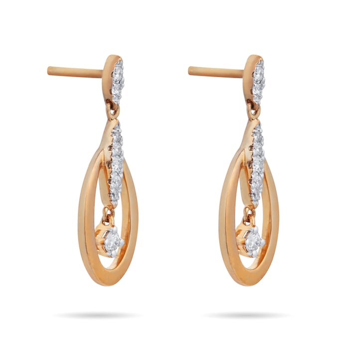 Goldsmiths 9ct Yellow Gold 0.15 Carat Total Weight Diamond Oval Drop Earrings