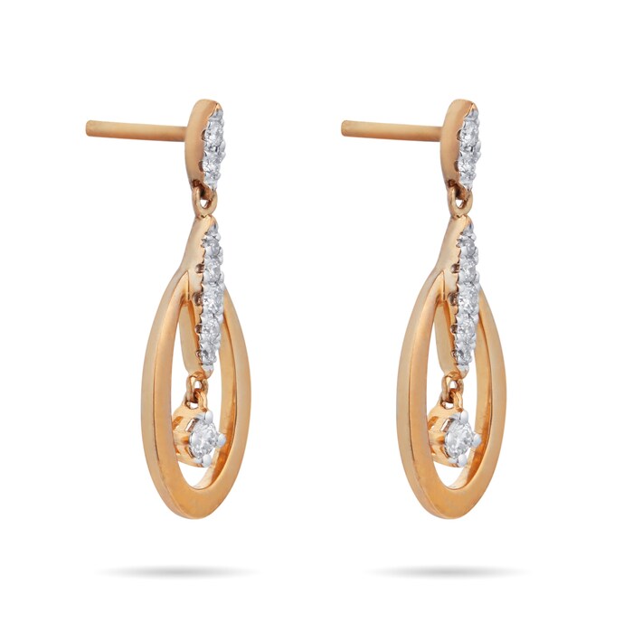 Goldsmiths 9ct Yellow Gold 0.15 Carat Total Weight Diamond Oval Drop Earrings