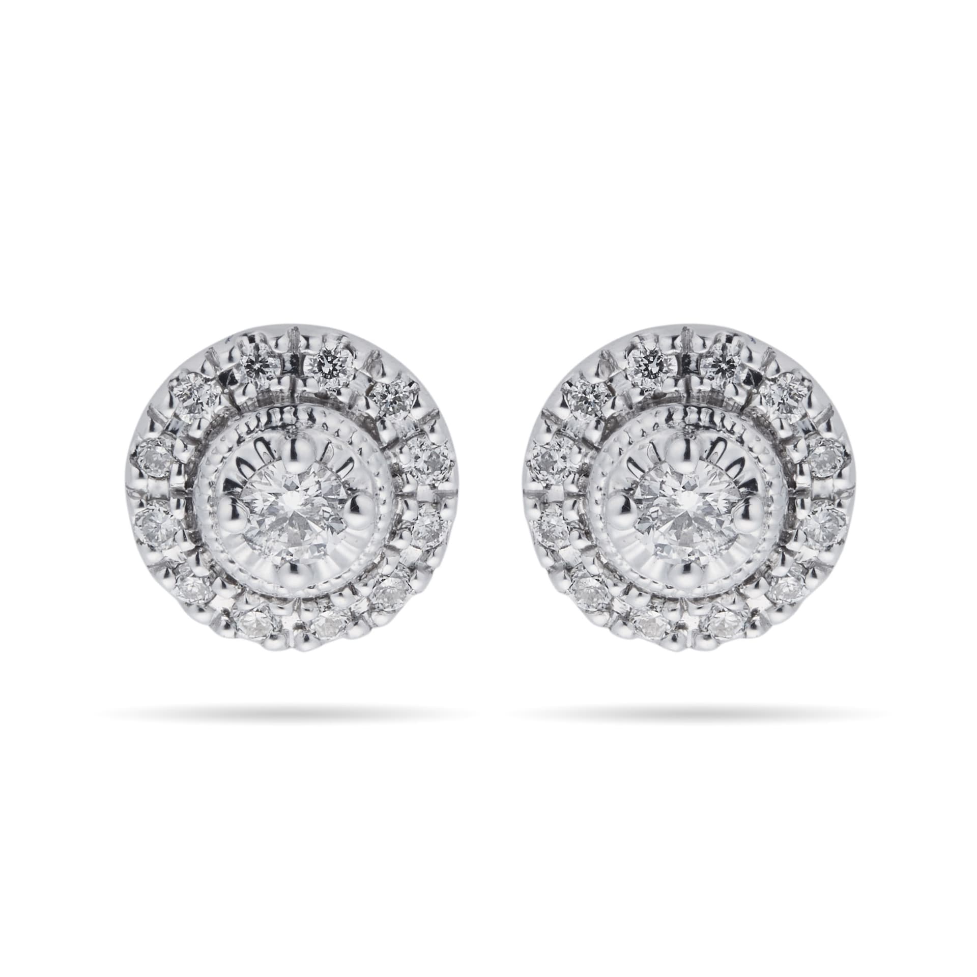 Goldsmiths 9ct White Gold 0.20ct Diamond Halo Stud Earrings