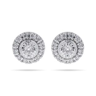 Goldsmiths 9ct White Gold 0.20ct Diamond Halo Stud Earrings