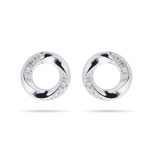 Goldsmiths 9ct White Gold 0.03ct Diamond Circle Stud Earrings