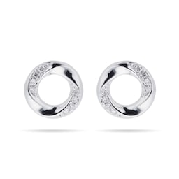 12152725 - 9ct White Gold 0.03ct Diamond Circle Stud Earrings