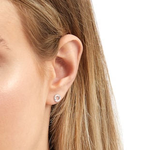 Goldsmiths 9ct White Gold 0.03ct Diamond Circle Stud Earrings