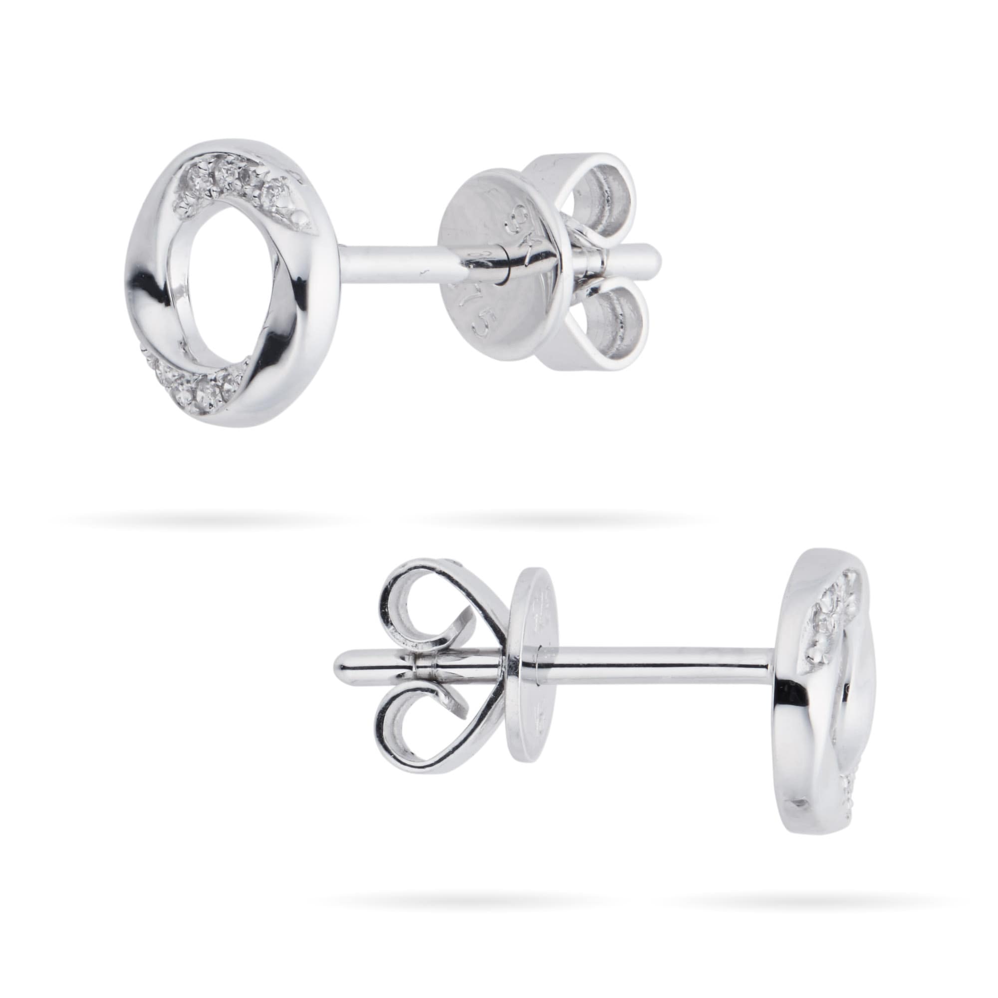 Goldsmiths 9ct White Gold 0.03ct Diamond Circle Stud Earrings
