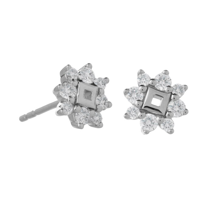 Goldsmiths 9ct White Gold 0.30ct Diamond Snowflake Stud Earrings