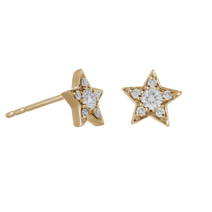 Goldsmiths 9ct Yellow Gold 0.20ct Diamond Star Earrings